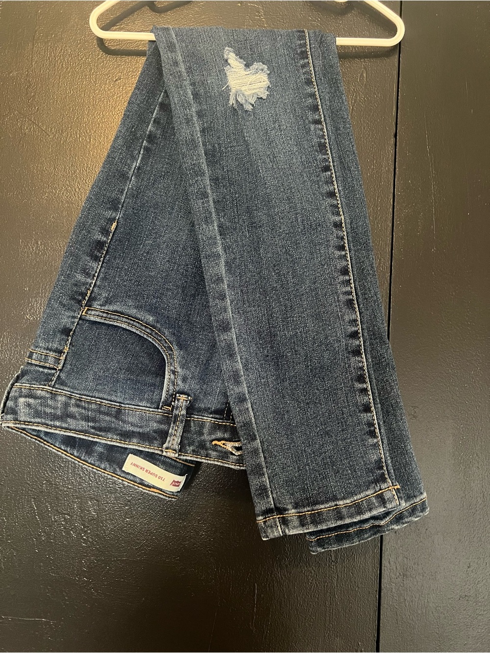 Women's Dark Blue Distressed Jeans